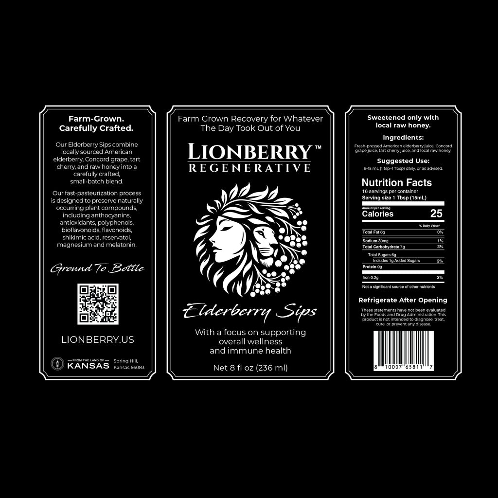 LIONBERRY REGENERATIVE Elderberry Sips – 8 oz