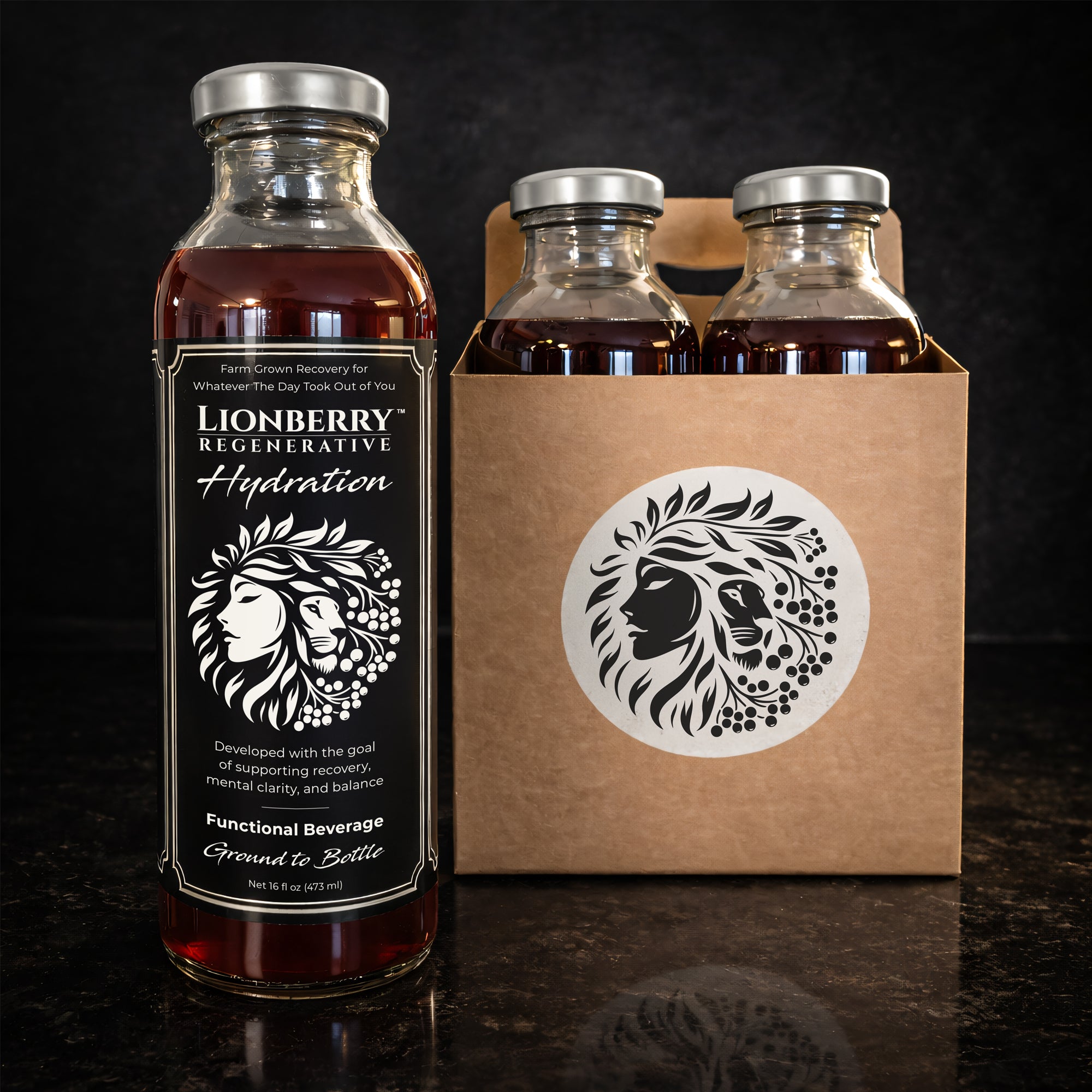 LIONBERRY REGENERATIVE Hydration – Functional Recovery Beverage (16 oz) - 4-pack